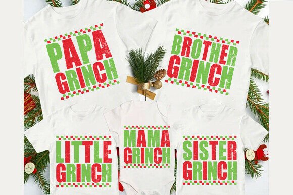 Family Christmas Png Bundle, Funny Green