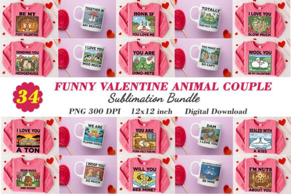 Funny Valentine Animal Couple PNG Bundle Review for Real Embroidery Projects