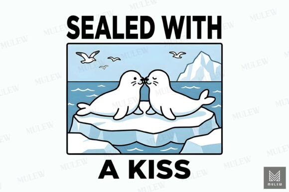 Funny Valentine's Day Seal Couple PNG Review for Real Embroidery Use