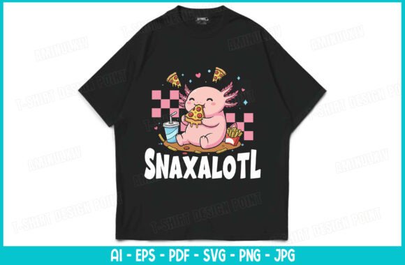 Snaxalotl SVG: Cute Axolotl Eating Food